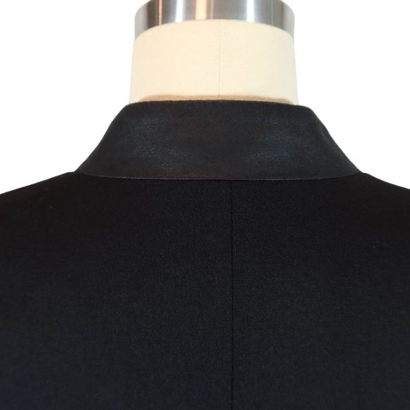 THEORY Black Open Front Lanai Blazer w/ Goat Skin Leather Trim Size 00 - Picture 6 of 9